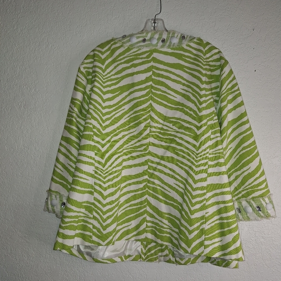 Berek  Green Zebra Print Blazer 100% Cotton Jacket Size 3XL - Picture 2 of 10